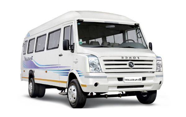 Force Traveller AC 17-seater bus hire Barmer Rajasthan